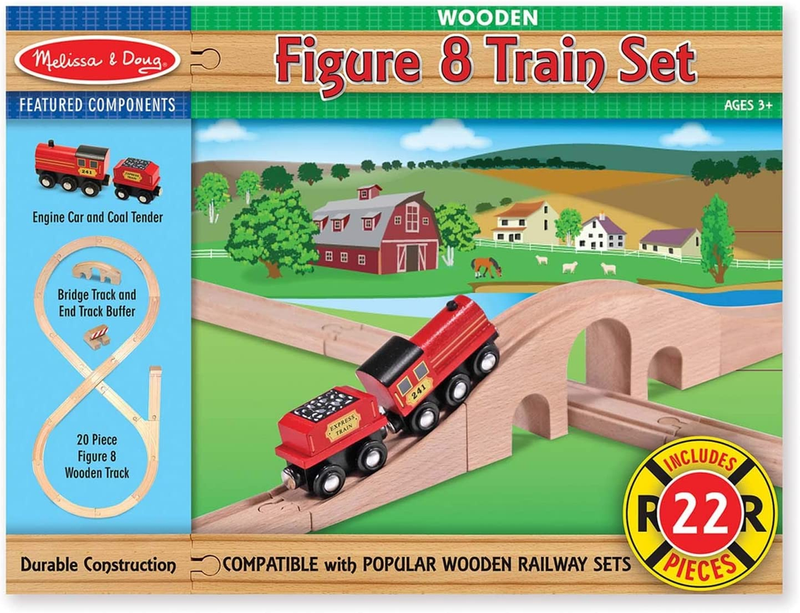 Melissa & Doug Classic Wooden Figure Eight Train Set (22 pcs)