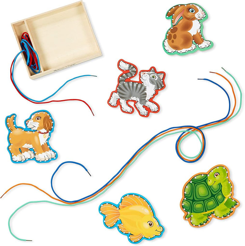 Melissa & Doug Lace and Trace Activity Set: Pets - 5 Wooden Panels and 5 Matching Laces