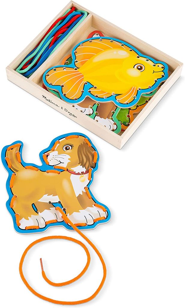 Melissa & Doug Lace and Trace Activity Set: Pets - 5 Wooden Panels and 5 Matching Laces