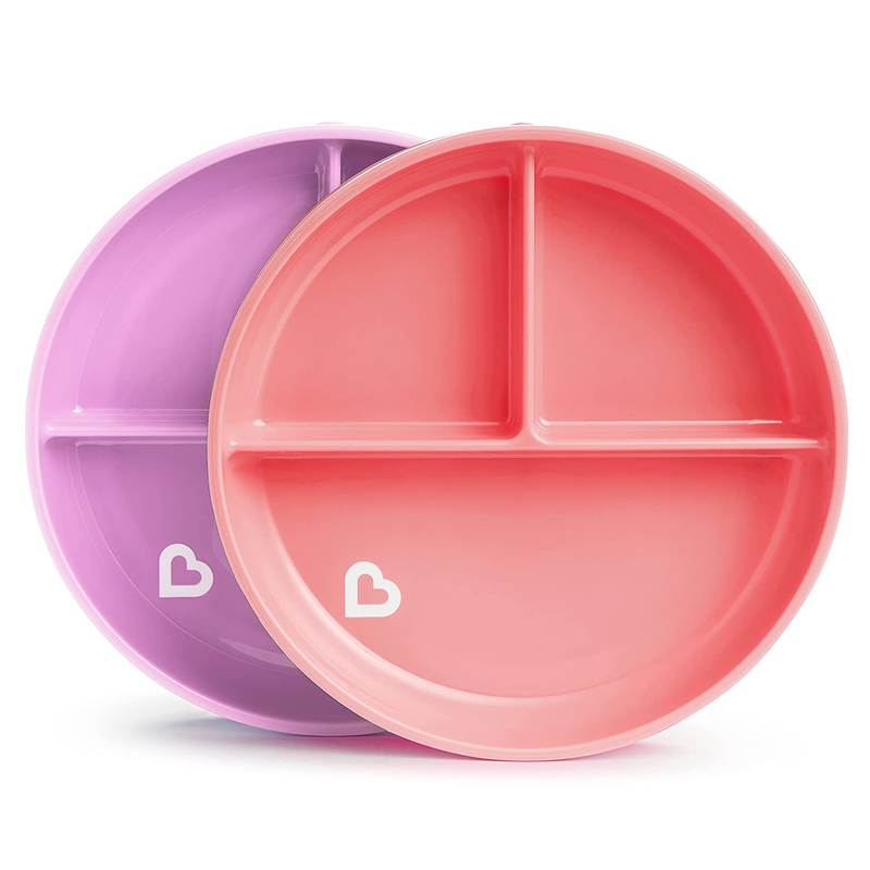 Munchkin Stay Put Divided Suction Plates, Pink & Purple