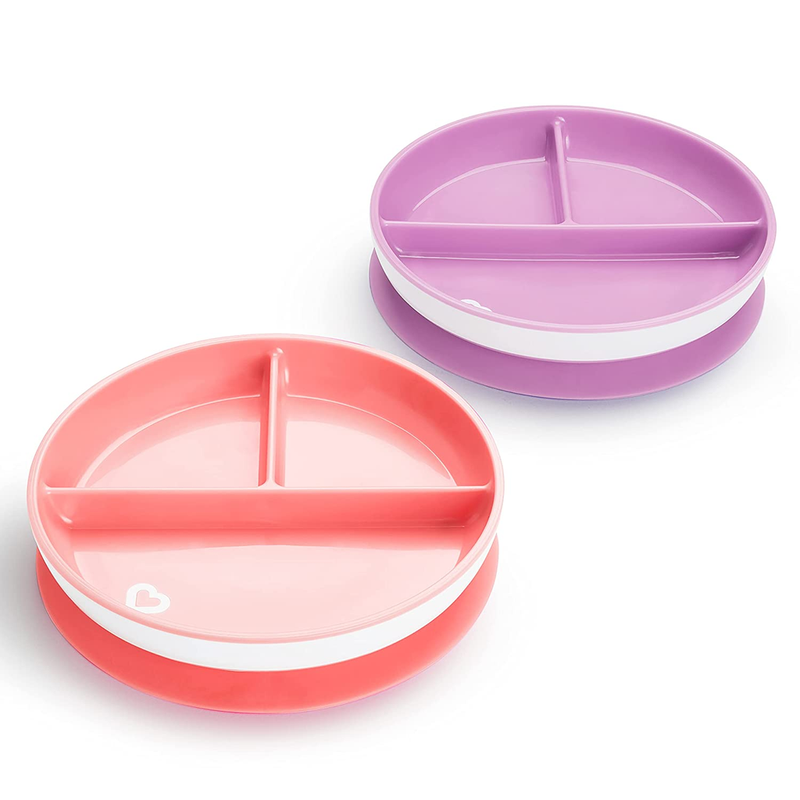 Munchkin Stay Put Divided Suction Plates, Pink & Purple