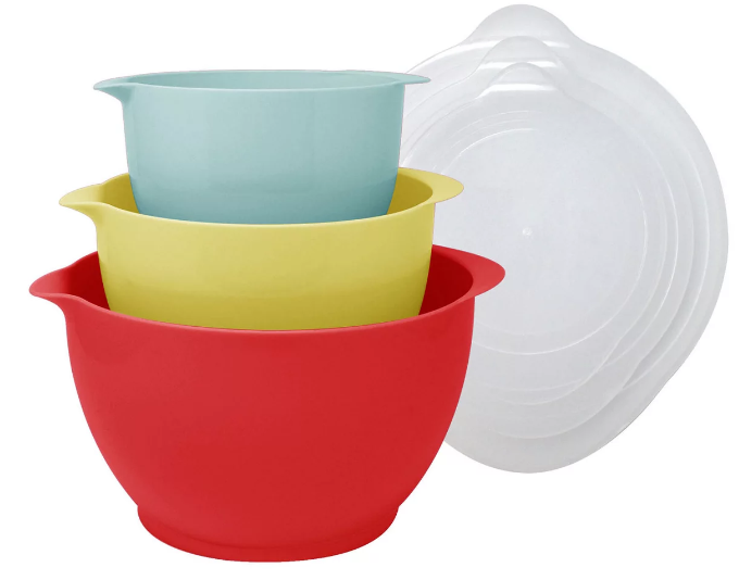 Outer Red 3-Piece Mixing Bowl & Lid Set