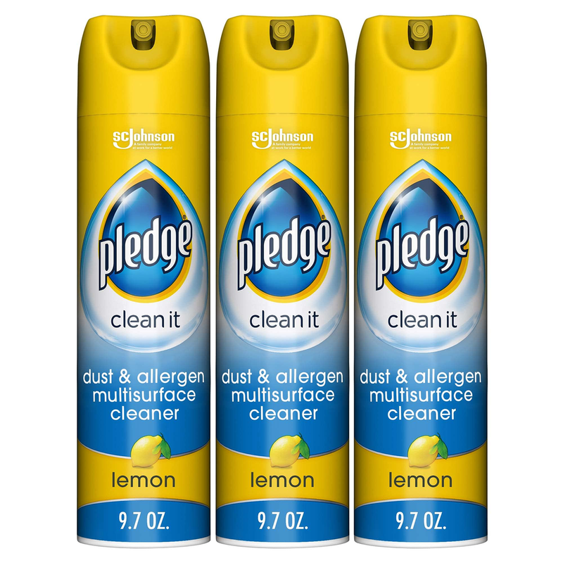 Pledge Everyday Clean Multi Surface Cleaner Aerosol, Dust & Allergen, Lemon, 9.7 oz (Pack of 3)