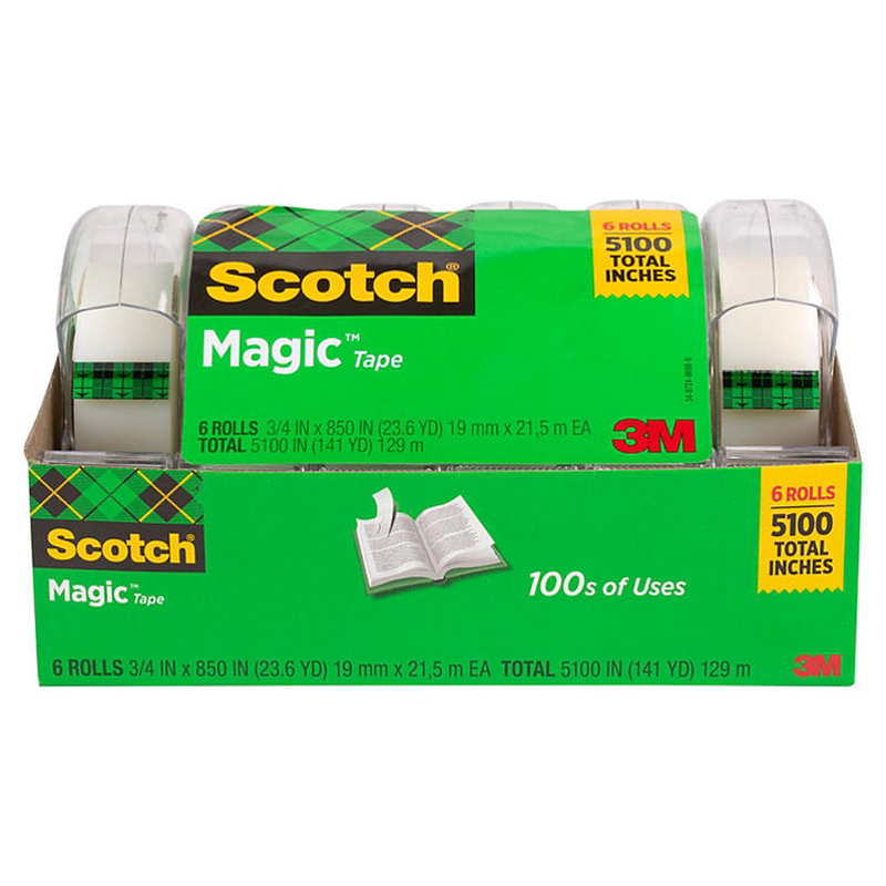 Scotch Magic Tape with Refillable Dispenser, ¾” x 850”, 6 Rolls