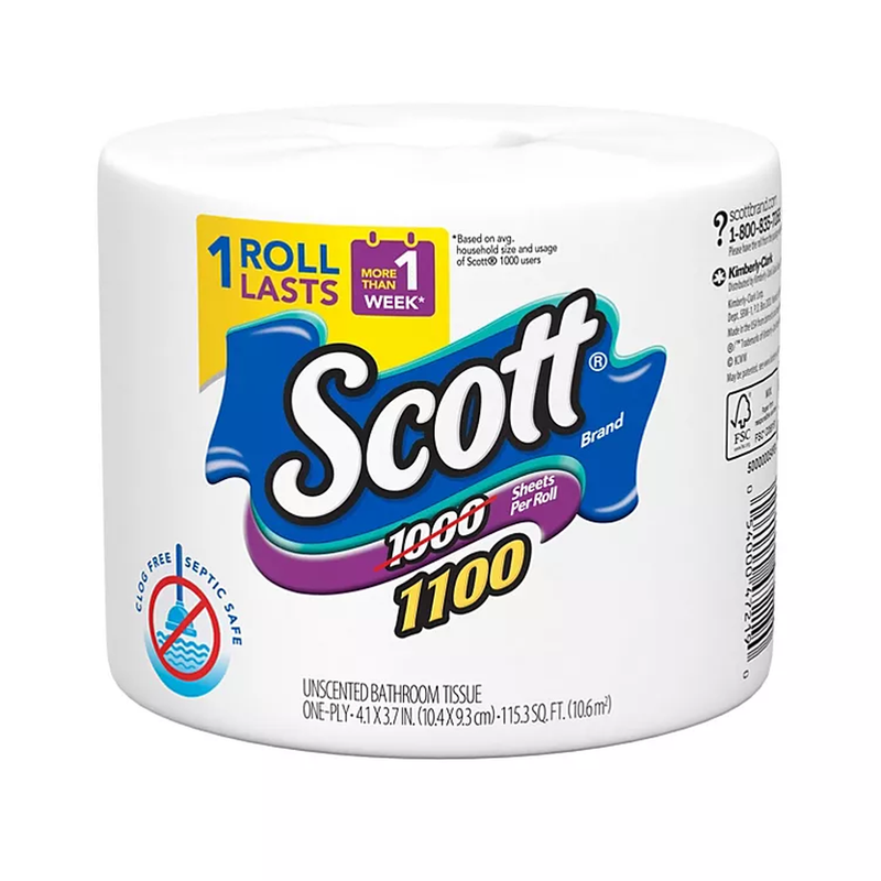 Scott Individually Wrapped 1-Ply Bath Tissue, Unscented (1100 sheets/roll, 36 rolls)