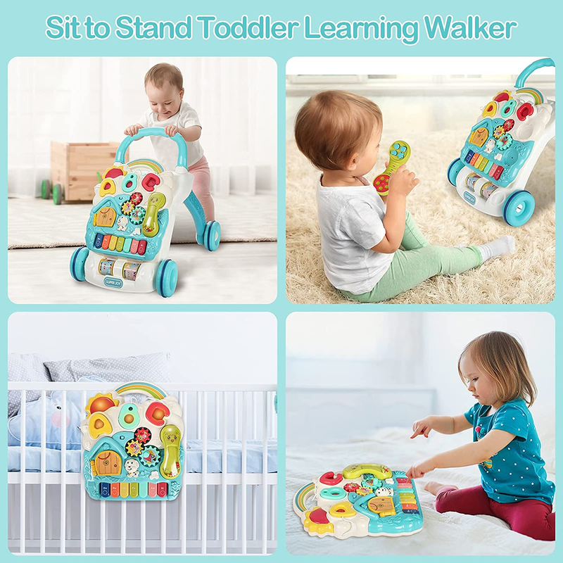 SUPER JOY Sit to Stand Learning Walker, 3 in 1 with Lights & Music, Toys for Baby Boys & Girls