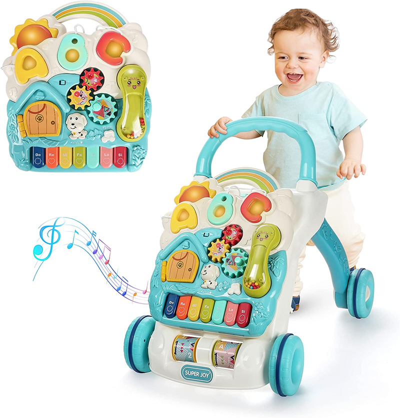 SUPER JOY Sit to Stand Learning Walker, 3 in 1 with Lights & Music, Toys for Baby Boys & Girls