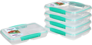 Sistema 5-Piece Food Storage Containers with 3 Compartments and Lids for Meal Prep, Dishwasher Safe, 11.8oz, Clear/Green