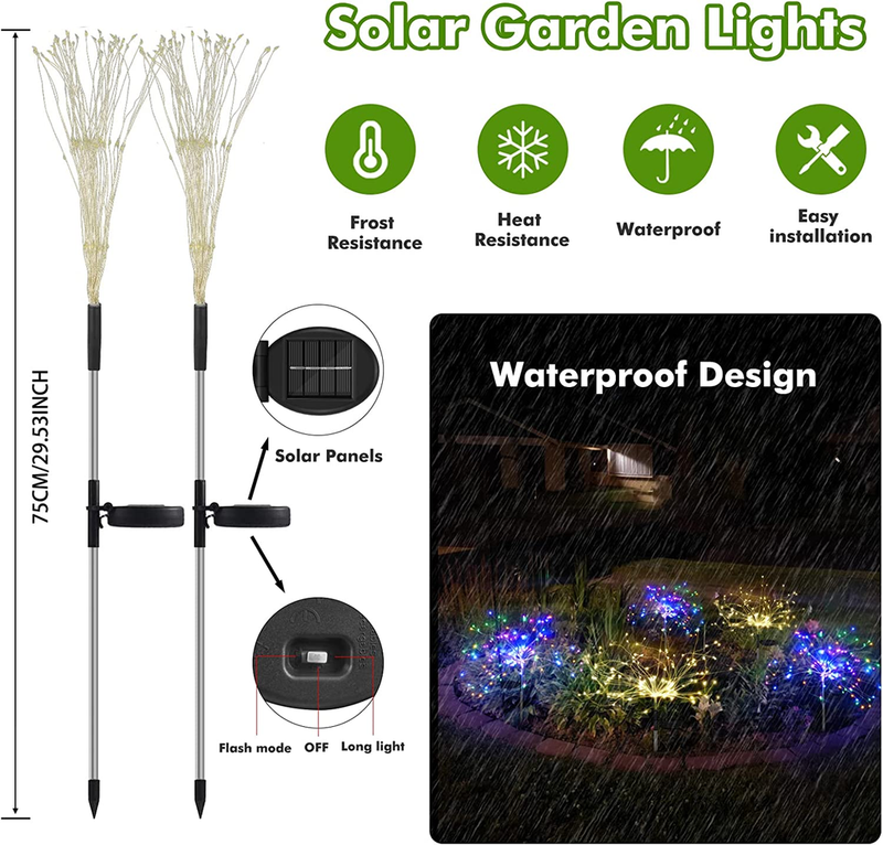 Solar Garden Lights Solar Firework Lights Solar Lights Outdoor Waterproof with 2 Lighting Modes