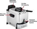 T-fal Deep Fryer with Basket, Stainless Steel, Easy to Clean Deep Fryer, Oil Filtration, 2.6-Pound, Silver, Model FR8000