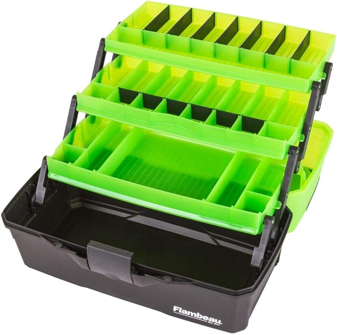 Flambeau Outdoors 6383FG 3-Tray - Classic Tray Tackle Box - Frost Green/Black