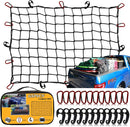 GSPSCN Cargo Net 3' x 4' for Truck Pickup Bed, Trailer ,Boat ,RV SUV Stretches to 8'x11' Max Roof Rack Net ,Small 4”x4” Mesh Heavy Duty Bungee Cord Net Compatible with Dodge Ram,Toyota,Chevy Ford