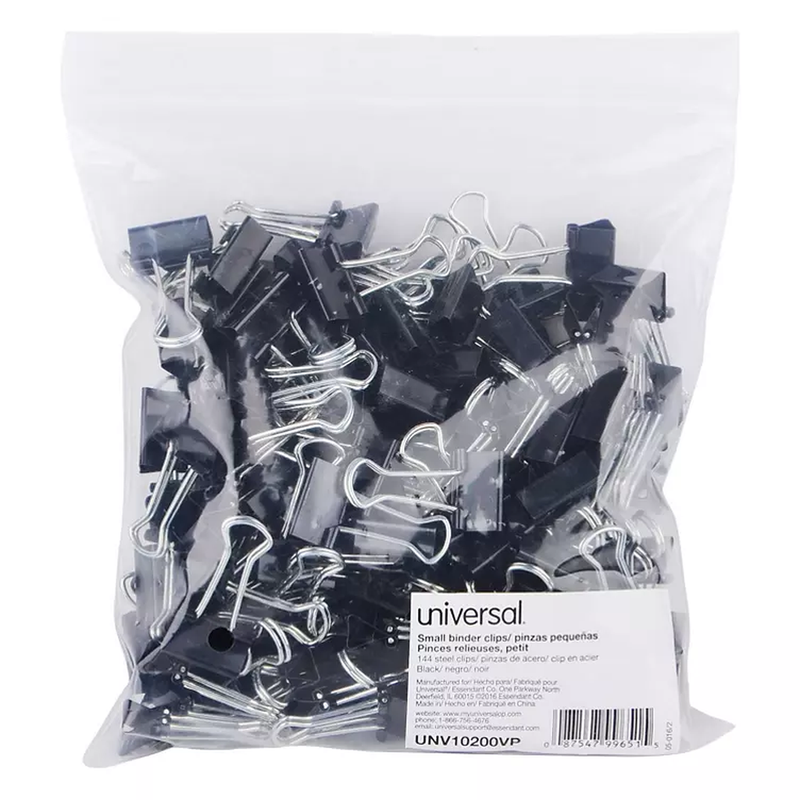 Universal® Large Binder Clips, Steel Wire, 2" Wide, 1" Capacity, Black/Silver, 36pk.