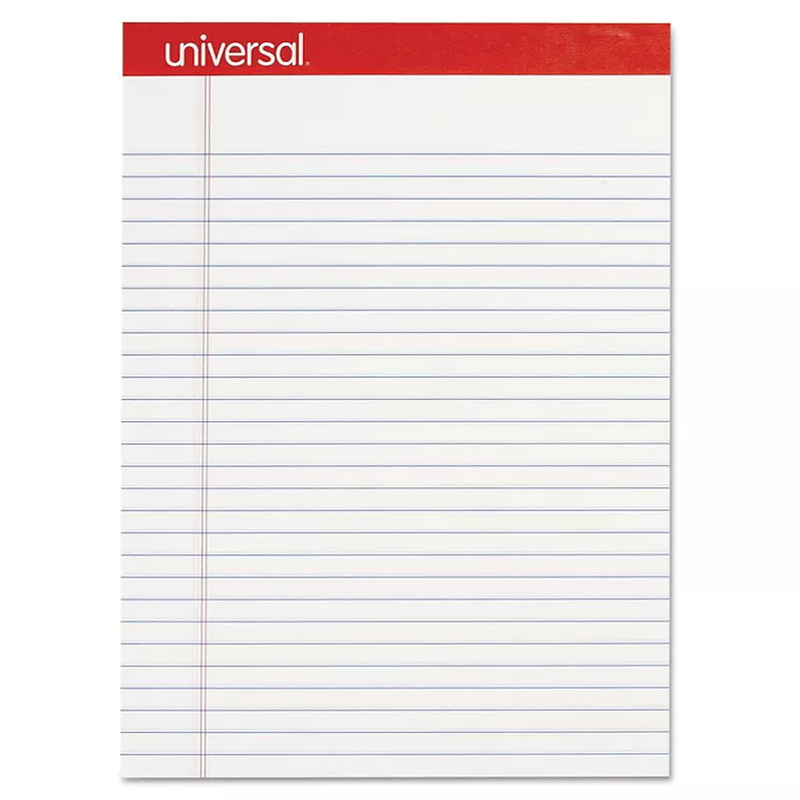 Universal® Perforated Edge Writing Pad, Legal Ruled, Letter, White, 50-Sheet Pads, 12ct.