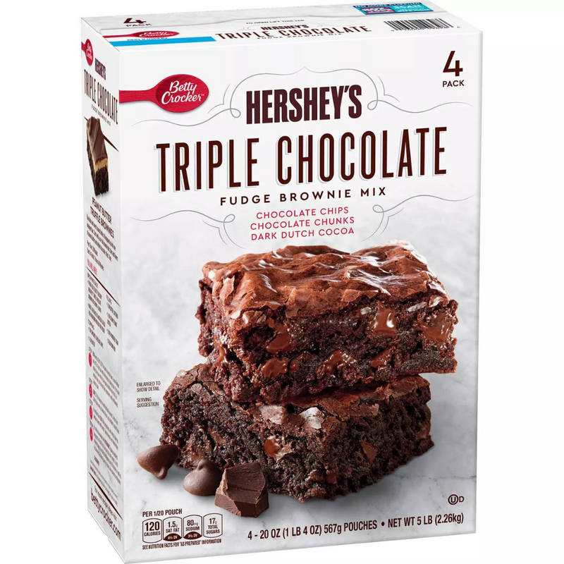 Betty Crocker Hershey’s Fudge Brownie Mix,Triple Chocolate (20 oz., 4 pk.)