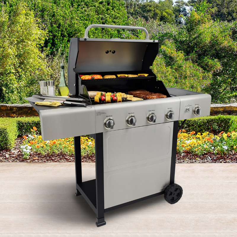 Nexgrill 4-Burner Propane Gas Grill in Stainless Steel with Side Burner