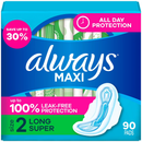 Always Maxi Long Pads Unscented Size 290 ct