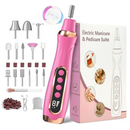 HengYuaoler Professional Manicure Pedicure Kit Cordless Electric Nail File Set 6 Speed Cordless Nail Drill for Thick Nai l Toenail Cuticle Hand Foot Care Nail Drill Tool(Rose)