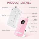 Professional Nail Drill Electric File 45000RPM, Portable Rechargeable Electric Nail File with 11 Drill Bits & 50 Sanding Bands, Low Noise Nail Drill Kit for Acrylic Gel Nails, Salon & Home Use, Pink