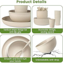 36-Piece Reusable Wheat Straw Dinnerware Sets for 6, Farielyn-X Unbreakable Reusable Set Kitchen Cups, Plates, Bowls Sets & Cultery Dishwasher Microwave Safe - Patio, Outdoors, RV, Camping Dishes
