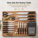 McCook® Knife Sets, German Stainless Steel Kitchen Knife Block Sets with Built-in Sharpener