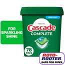 Cascade Complete Dishwasher Pods - Fresh Scent ActionPacs, Dishwasher Detergent, Dishwasher Soap, Detergent Pods, 78 Count