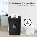 Bonsaii 12-Sheet Cross Cut Paper Shredder, 5.5 Gal Home Office Heavy Duty Shredder for Paper, Credit Card, Mail, Staples, with Transparent Window, High Security Level P-4 (C275-A)