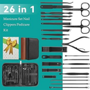 Nail Clippers Set, 26 Piece Manicure Set & Pedicure Kit, Stainless Steel Fingernail & Toenail Clipper Cutters, P