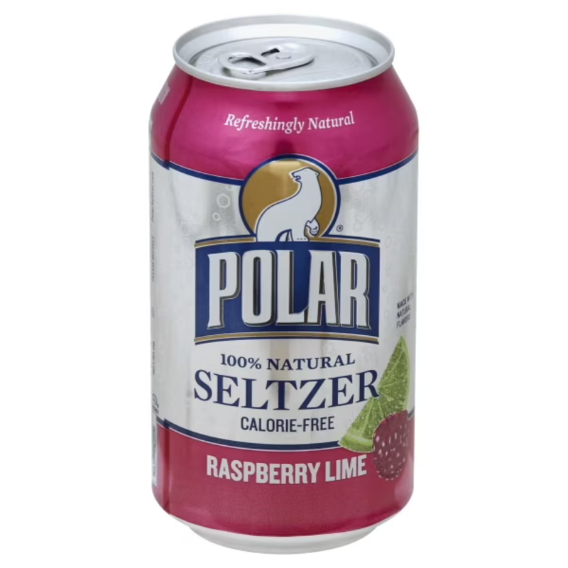 Polar Seltzer Water Raspberry Lime, 12 fl oz cans, 18 pack