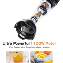 Immersion Blender Handheld 1100W - 3 in 1 Hand Blenders Set with Trigger Speed Control Stainless Steel Emulsion Stick with Whisk and Milk Frother, Emulsifier for Kitchen for Soup, Smoothie, Puree