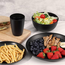 Quatish 24 Piece Plates and Bowls Sets for 6, Unbreakable Dinnerware Sets, Plastic Dish Set for Camping, Dishwasher Microwave Safe, Outdoor Kitchen and Apartment Dinning RV Essentials, Black