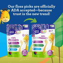 GuruNanda Kids Dental Floss Picks- Giraffe Shaped - Berry Flavored - 90 Count