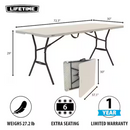 Lifetime 6 ft. Fold-in-Half Table: Almond