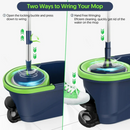 SUGARDAY Spin Mop and Bucket with Wringer Set for Floors Cleaning Heavy duty System, Green