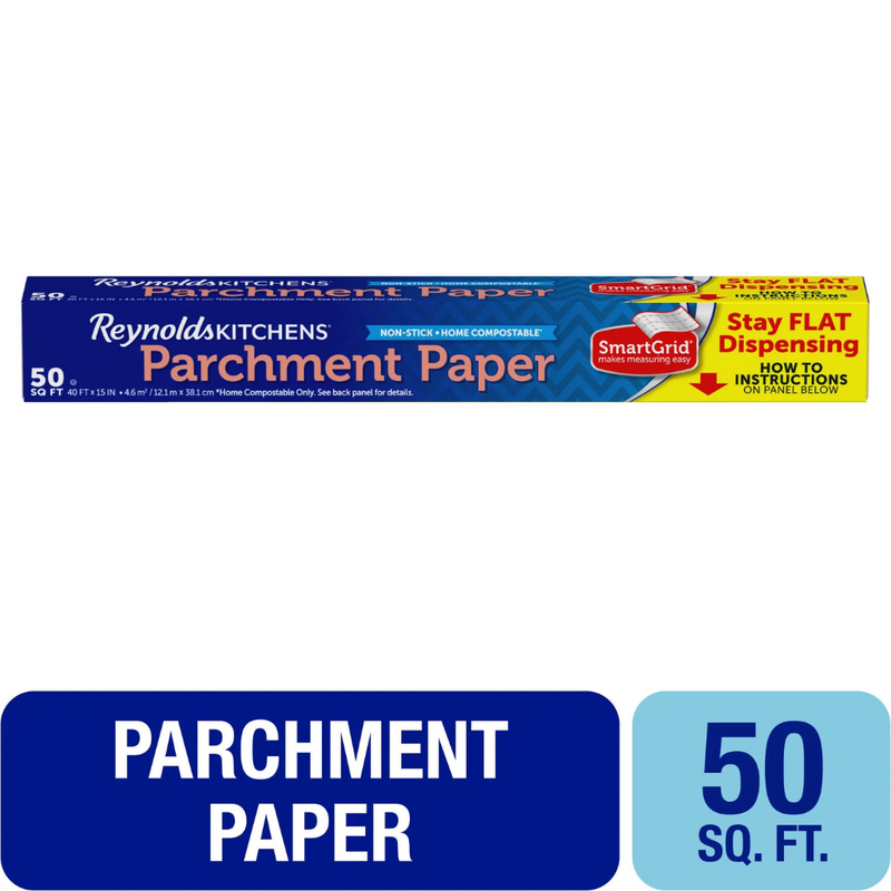 Reynolds Kitchens Stay Flat Parchment Paper with Smart Grid, 50 square feet