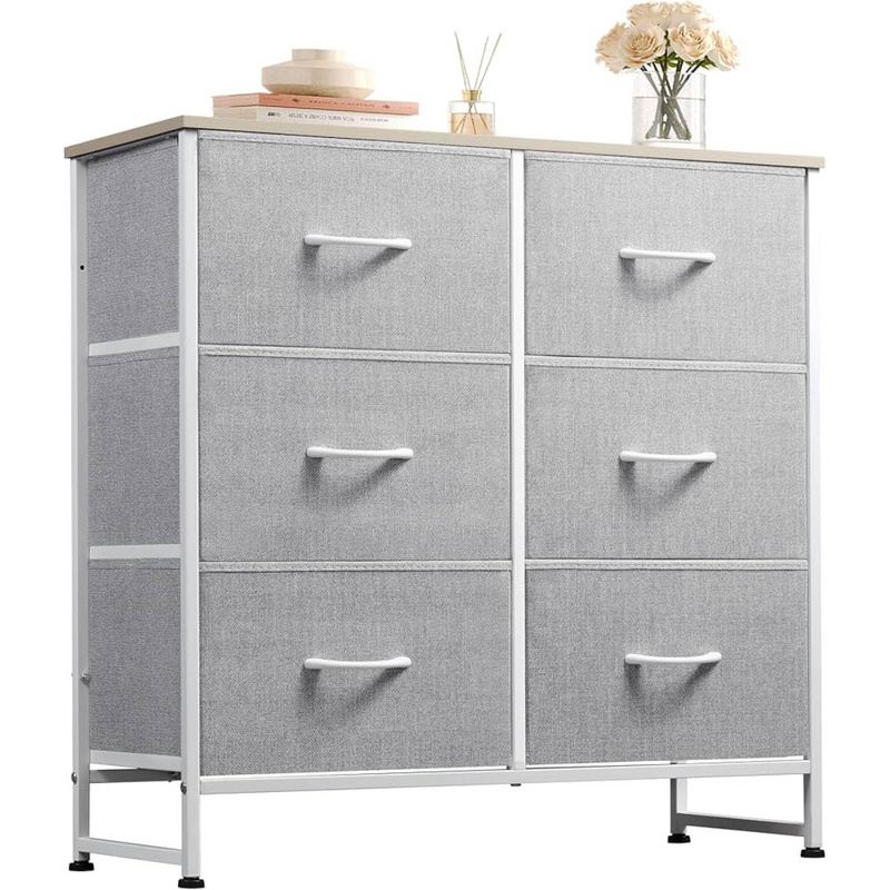 WLIVE Fabric Dresser for Bedroom Light Grey