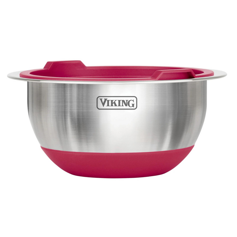 Viking 10 pc Stainless Steel Mixing, Prep, & Serving Bowl Set-Red