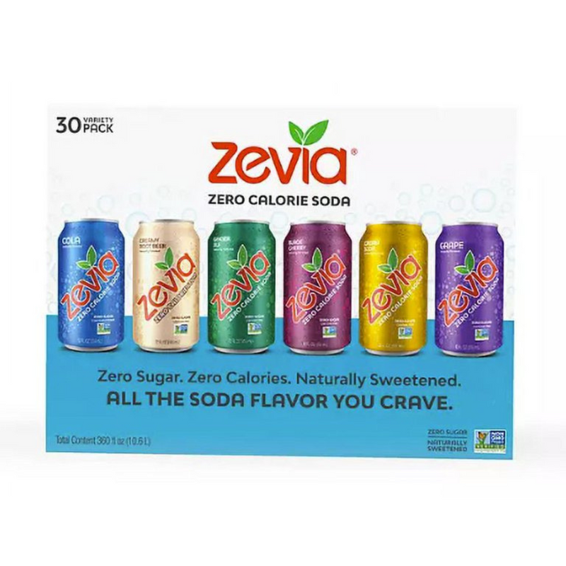 Zevia Zero Calorie Soda Variety Pack (12 fl. oz., 30 pk.)