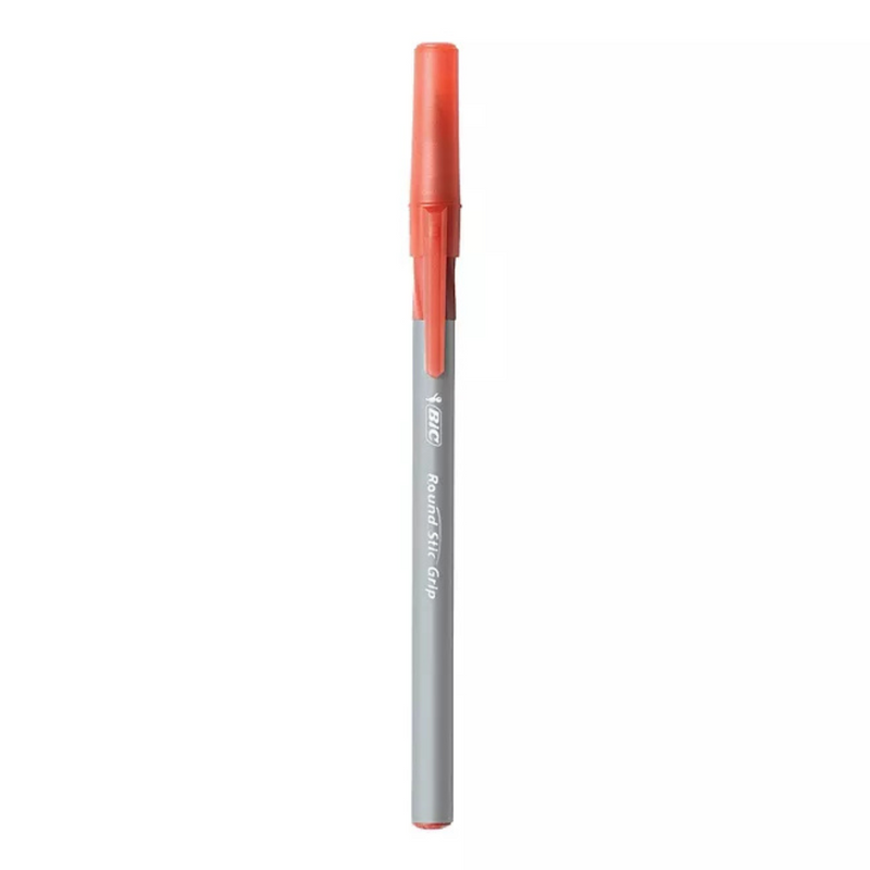 BIC Round Stic Grip Xtra Comfort Ballpoint Pen, Red Ink, 1.2mm, Medium, 12ct.