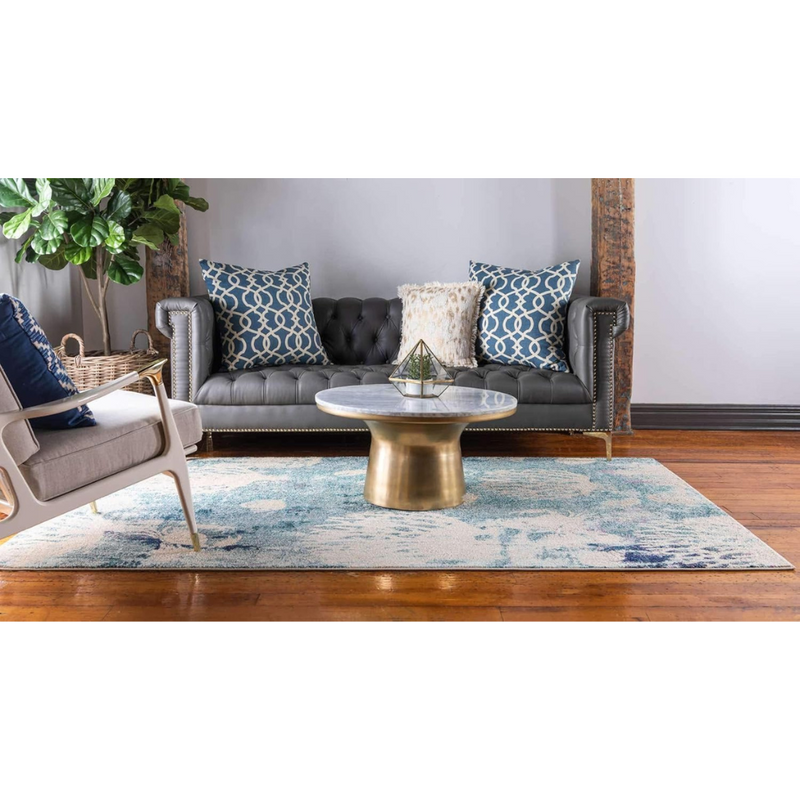 Unique Loom Positano Collection Coastal Modern Coral Lobster Shells Light Blue Area Rug (5' x 8')