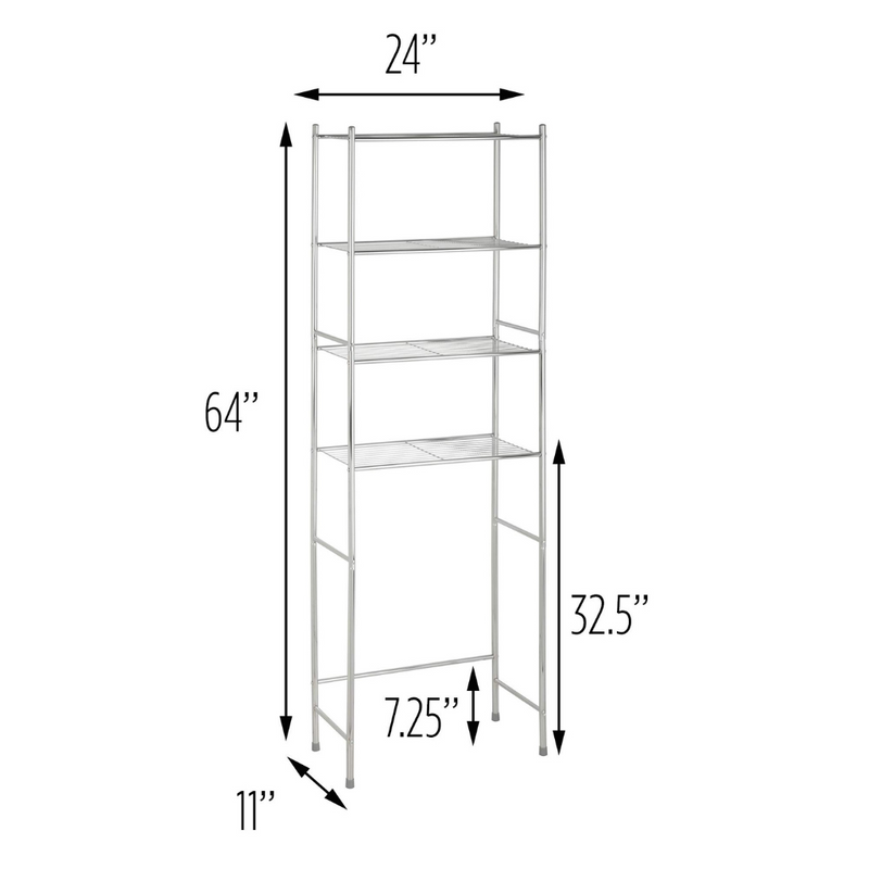 Honey-Can-Do 4-Tier Space Saver Shelf, Chrome, 24.02" L x 11.02" W x 67.72" H, BTH-05281