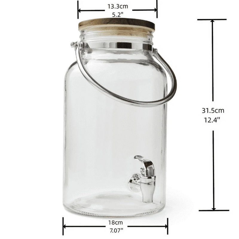 Better Homes & Gardens Clear 1.5 Gallon Glass Beverage Dispenser with Wood Lid
