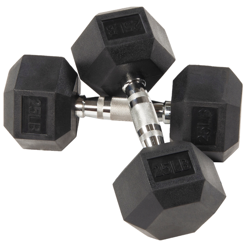 BalanceFrom Rubber Hex Dumbbells, 25lb Pair, Black