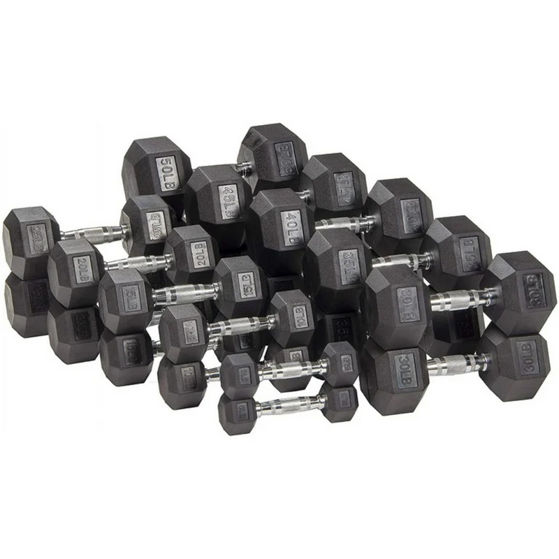 BalanceFrom Rubber Hex Dumbbells, 25lb Pair, Black