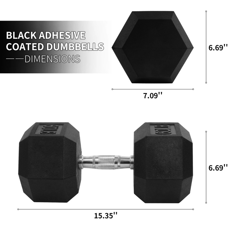 BalanceFrom Rubber Hex Dumbbells, 25lb Pair, Black