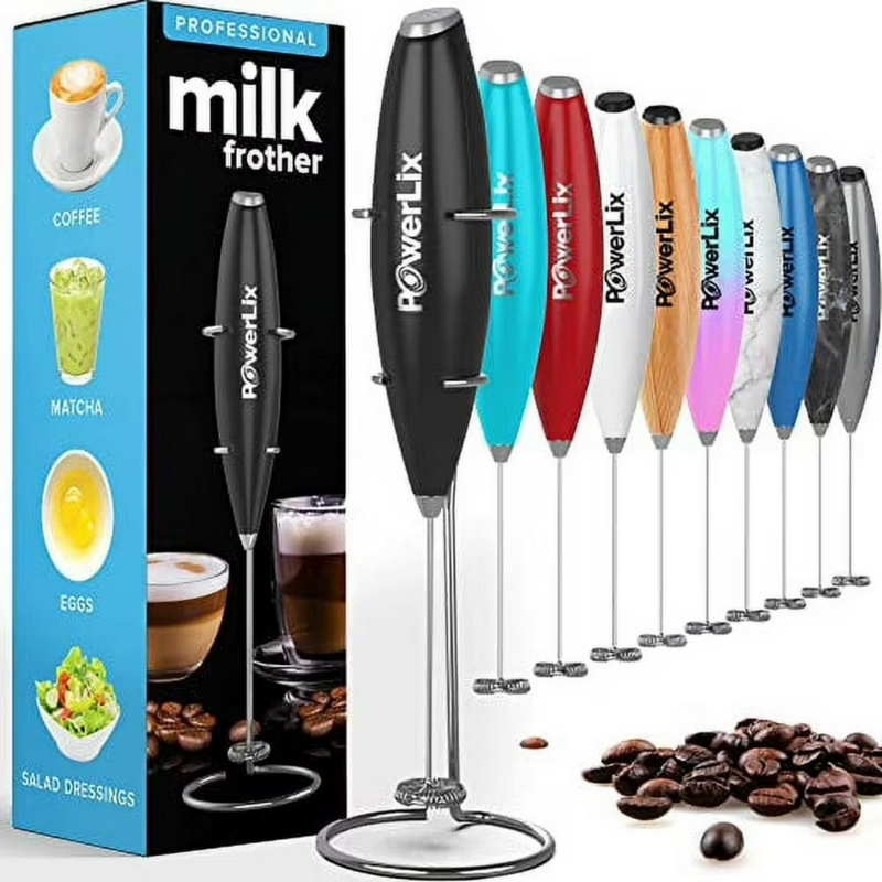 PowerLix Milk Frother Battery Electric Whisk Foam Maker Coffee, Latte, Cappuccino,