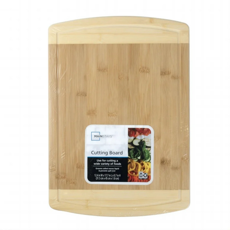 Mainstays Bamboo Cutting Board, 12.4 x 17.7in, 100% Natural Bamboo