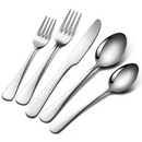 30 Pieces Silverware Set with Serving Set, Stainless Steel Modern Flatware, Service for 6