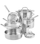 Kitchen Aid 3 Ply Base Stainless Steel 11 Piece Cookware Set Brushed Stainless Steel