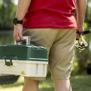 Plano 3-Tray Tackle Box with Dual Top Access, Dark Green Metallic/Off White, Premium Tackle Storage